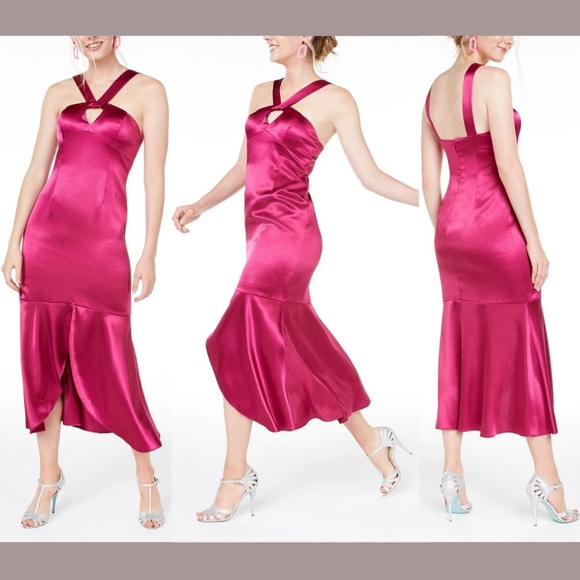NEW Aidan by Aidan Mattox Liquid Satin Dress‎ in Raspberry [SZ 2 ] - Picture 1 of 12